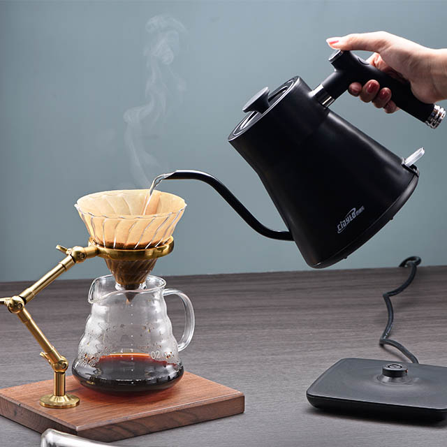 电热水壶0.8L鹅颈倒壶，用于咖啡和茶的不锈钢茶壶