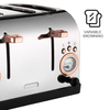 4片烤面包机复古风格不锈钢烤面包机，带6个面包罩设置宽槽